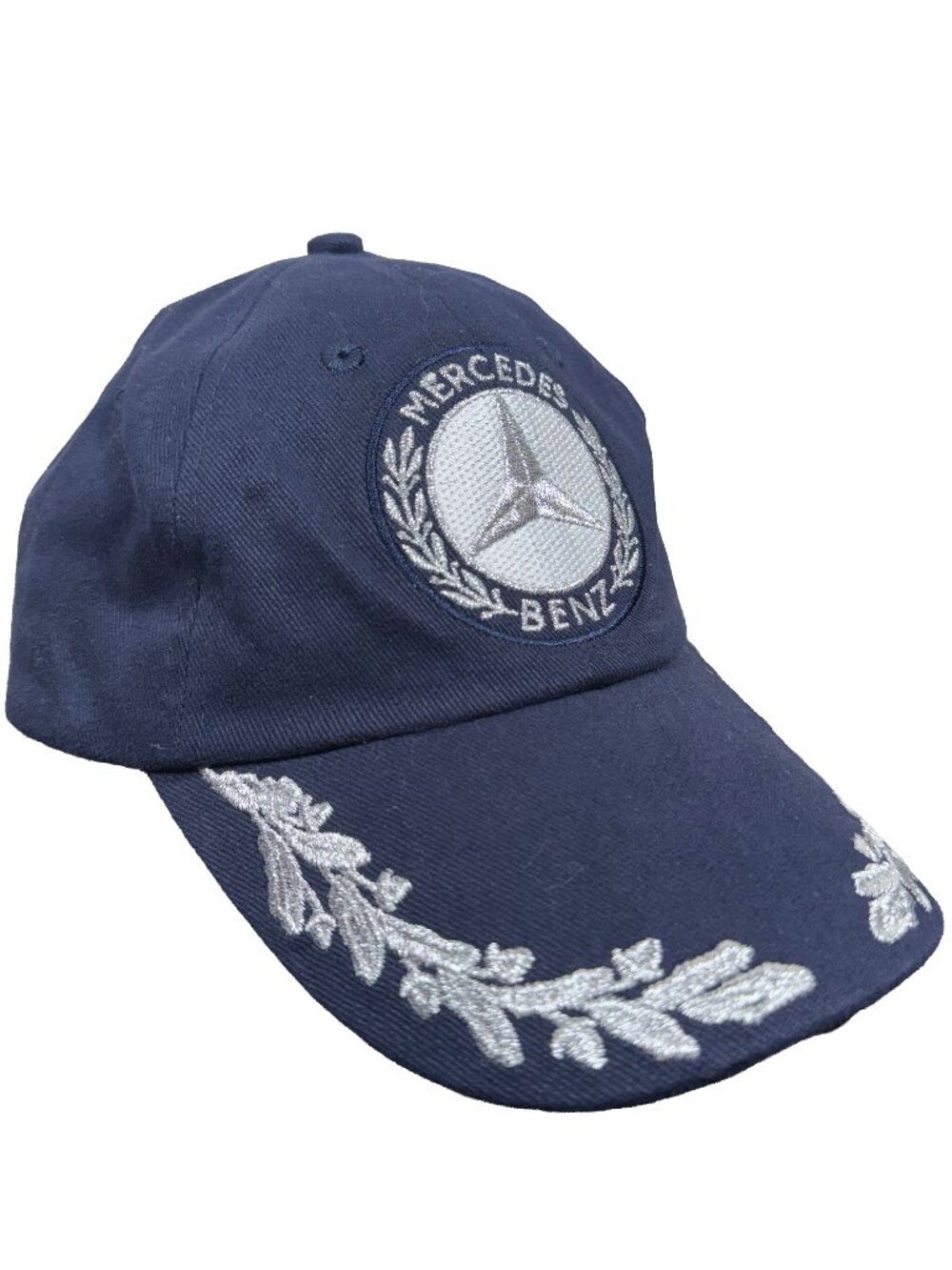 Vintage 90s Crest w/ Laurel Mercedes Benz Logo Strapback hat navy men's OS